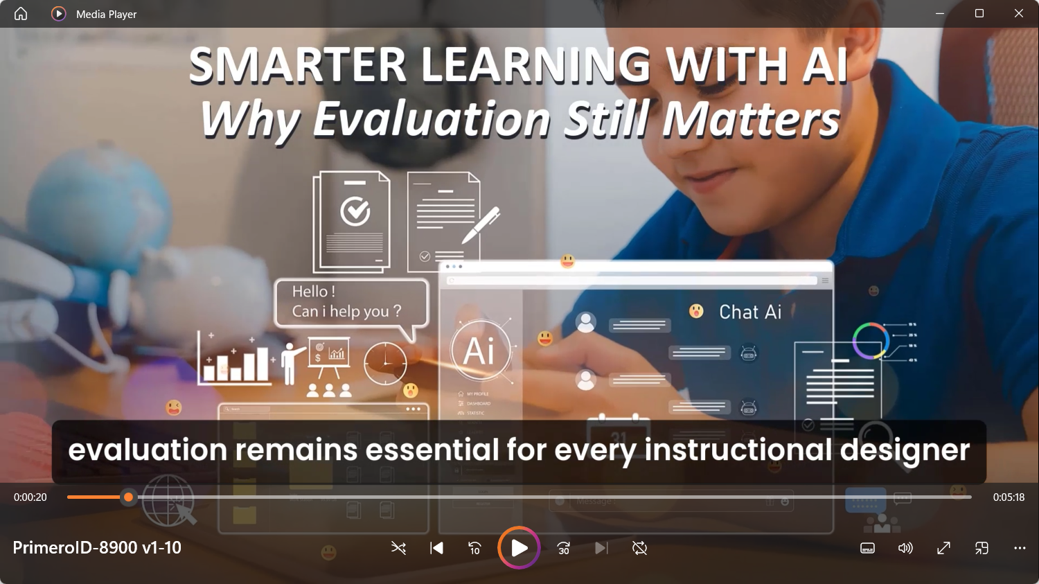 Video narration, captions, and quiz segments for the instructional design infomercial.